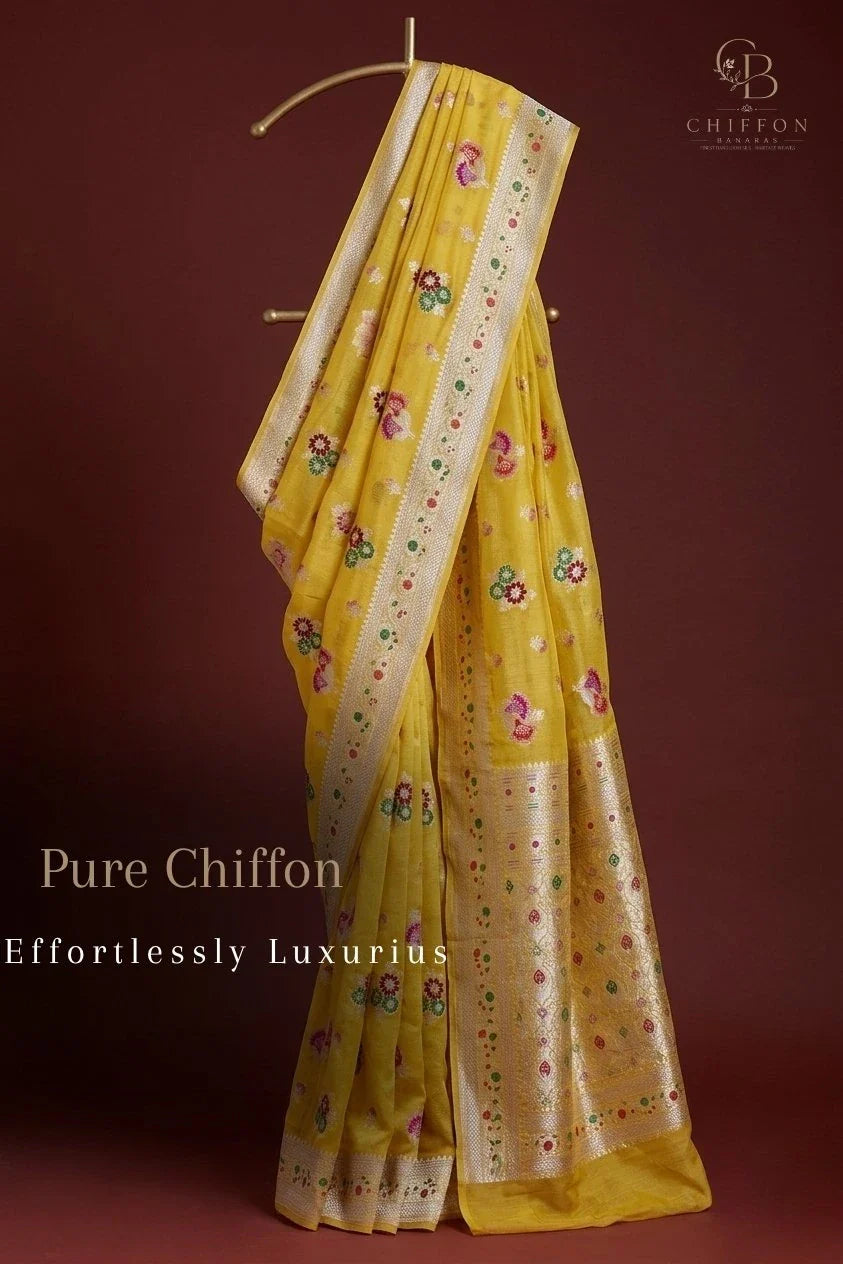 Pure Chiffon Silk Banarasi Sarees | Lightweight Luxury Sarees