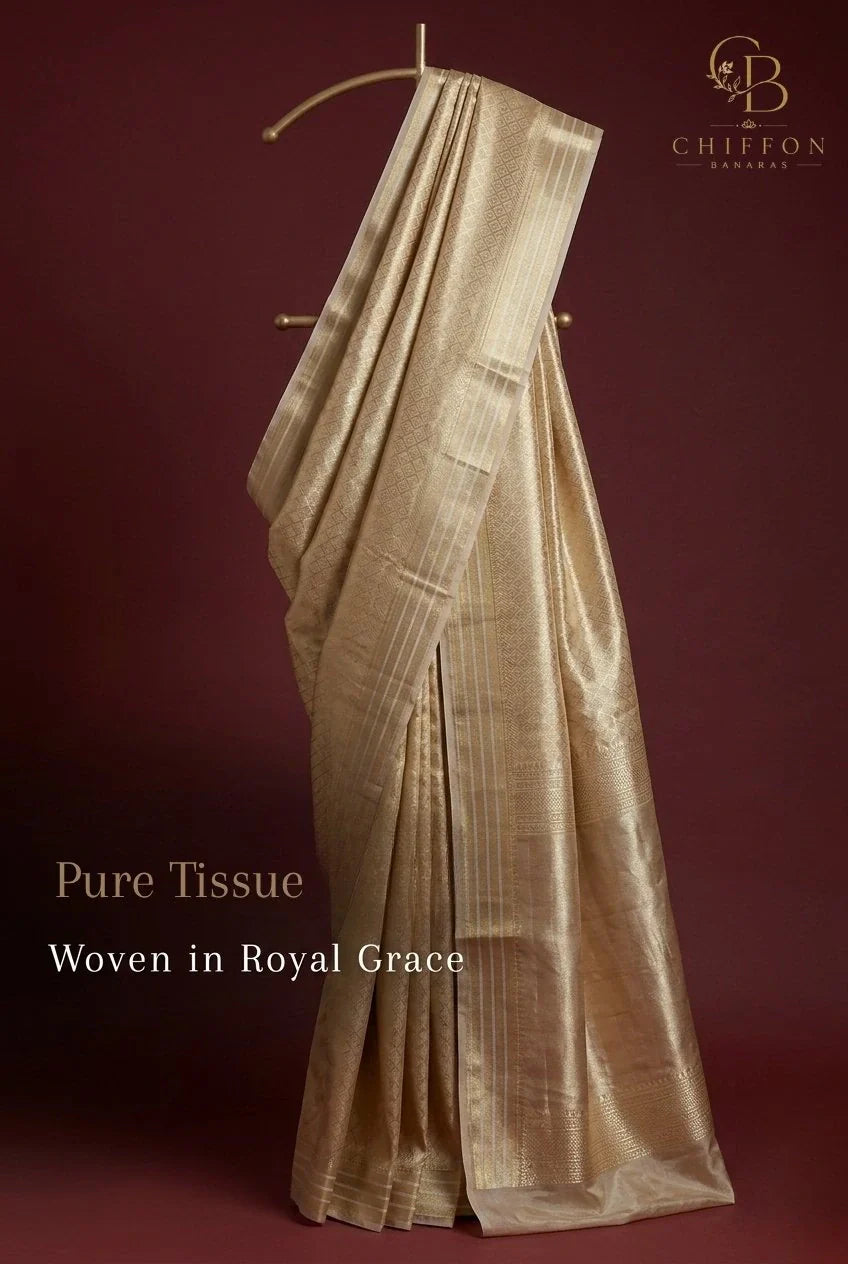 Pure Tissue Silk Banarasi Sarees | Zari Tissue Sarees for Weddings